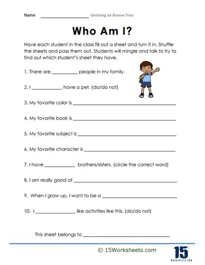 Who Am I Worksheet, I Worksheet, Holiday Science, Kindergarten Social Studies, My Favourite Subject, Color Book, Active Listening, Who Am I, When I Grow Up