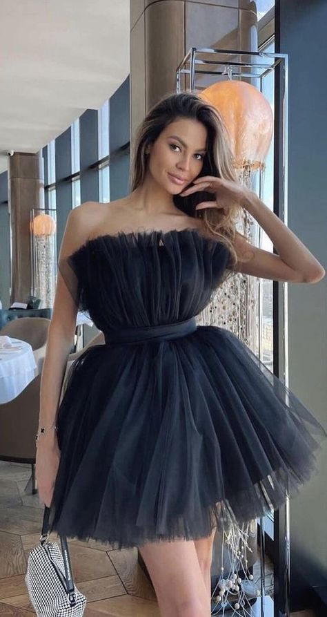 #ShortDress #DressGoals #FashionInspo #OOTD #SummerStyle #CuteOutfit #DressToImpress #StyleInspo #FashionAddict #TrendyFashion #ChicStyle #MiniDress #Fashionista #OutfitOfTheDay #DressLovers Cute Poofy Dresses Short, Black Tulle Mini Dress, Black Puffy Dress Short, Shiffon Dress, Short Puffy Dresses, Tulle Dress Short, Mini Frock, Black Tulle Dress, Poofy Dress