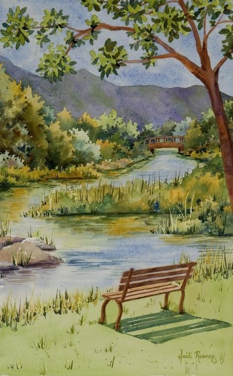 Oregon Watercolor, Oregon Painting, Easy Landscape Paintings, Watercolor Art Landscape, Canvas For Beginners, Canvas Painting Ideas, Watercolour Inspiration, Watercolor Paintings Easy, Easy Canvas Painting