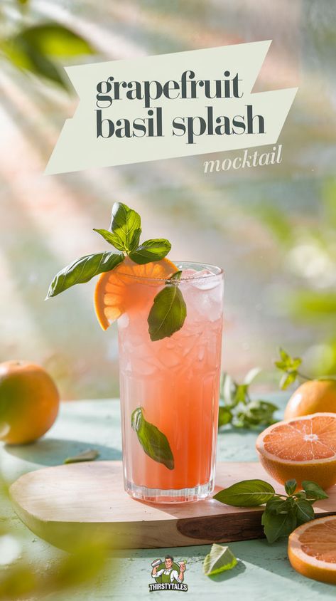 "Refresh your taste buds with this delightful Grapefruit Basil Splash Mocktail recipe! Perfect for any occasion, this non-alcoholic grapefruit drink combines the zesty flavor of grapefruit with the aromatic essence of fresh basil. Enjoy the Basil Citrus Refresher as a revitalizing treat or serve it as a Grapefruit Basil Spritz at your next gathering. This herb-infused grapefruit drink is a must-try for those seeking a Citrus Herb Mocktail that's both refreshing and invigorating!" Shrubs For Cocktails, Grapefruit Mocktail Recipe, Basil Spritz, Citrus Mocktail, Best Mocktail Recipe, Basil Drinks, Winter Mocktails, Grapefruit Drink, Refreshing Mocktail