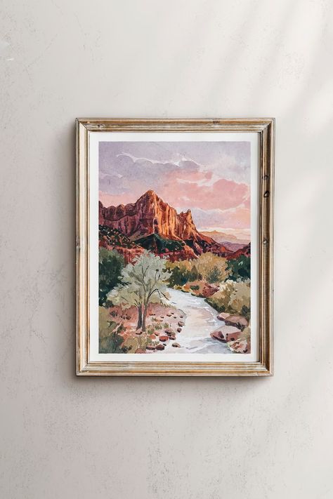 Zion National Park, Zion Sunset, Zion, Southern Utah, Red Rock, Utah Landscape, Landscape Painting, Watercolor Landscape, Landscape Art - Etsy Utah Red Rocks, Utah Landscape, Landscape Painting Watercolor, Rivers And Roads, 4x6 Prints, Island Park, Landscape Landscape, Desert Vibes, Southern Utah