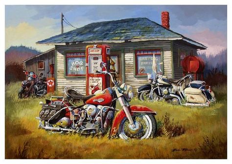 Harley Davidson Art – Collection of old posters and pics | Harley Davidson Collectibles Blog Harley Davidson Kunst, David Mann Art, Motorcycle Store, Harley Davidson Artwork, Motorcycle Artwork, Harley Davidson Art, Biker Art, Gas Pump, Vespa Vintage