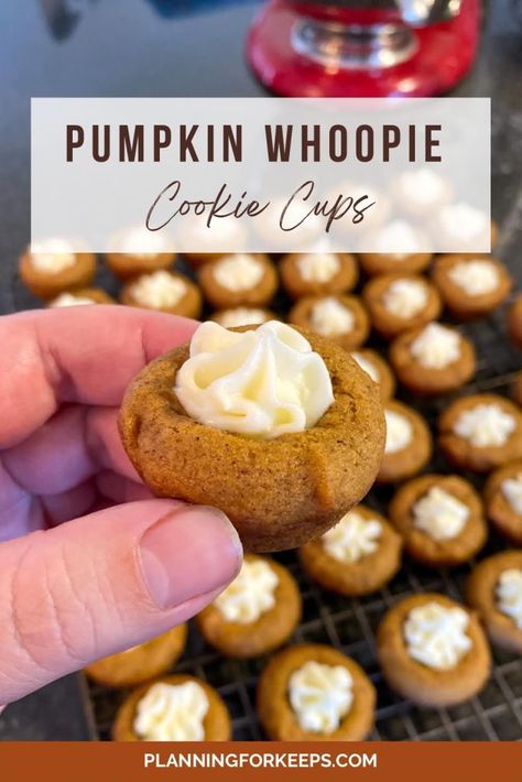 Gingerbread Cookie Cups With Pumpkin Cheesecake Filling, Pumpkin Cookie Cups, Pumpkin Mini Desserts, Pumpkin Cookies With Cream Cheese Icing, Thanksgiving Pumpkin Recipes, Gingerbread Cookie Cups, Pumpkin Bites, Cream Cheese Pinwheels, Pumpkin Pie Cookies