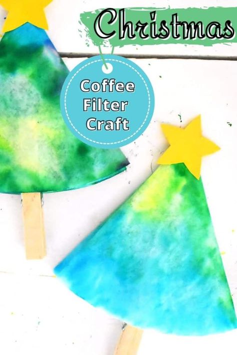 Coffee Filter Christmas Tree, Coffee Filter Christmas, Christmas Stem Activities, Christmas Science Experiments, Christmas Science, Christmas Stem, Coffee Filter Crafts, Christmas Kindergarten, Christmas Tree Art