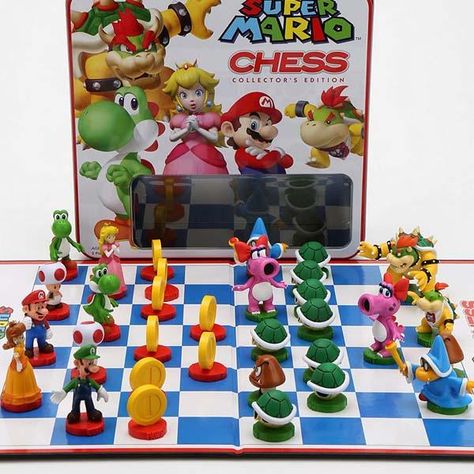 Super Mario Bros Chess Set Mario Chess, Mario Birthday, Lego Marvel, Mario And Luigi, Chess Game, Holiday Christmas Gifts, Chess Pieces, Chess Set, Table Games