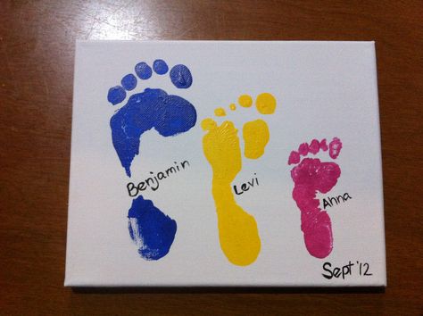 Great gift for grandma, grandpa, aunts, uncles, or any loved one! Hand And Feet Painting Kids Easter, Baby Hand And Feet Painting Ideas Canvases, Mommy And Me Art Projects, Mommy And Me Painting Ideas Canvases, Mothers Day Canvas Painting Ideas, Mother's Day Painting Ideas, Baby Feet Painting Ideas, Mothers Day Canvas