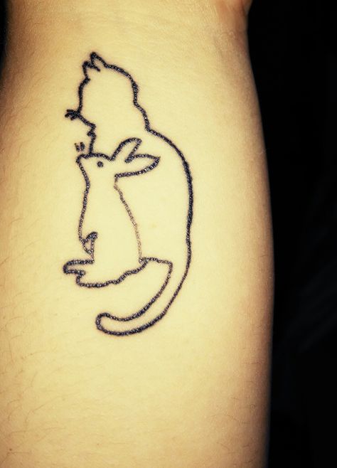 Rabbit And Cat Tattoo, Bunny And Cat Tattoo, Bunny Memorial, Tattoo Gato, Lino Ideas, Rain Tattoo, Bestie Tattoos, Cat Tatto, Bunny Cat