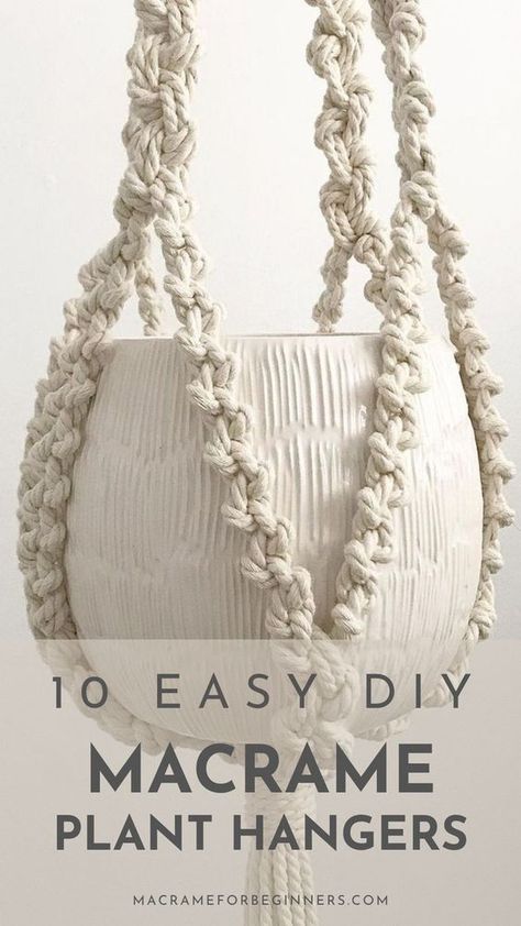 How To Macrame Plant Hanger Tutorials, Knotted Plant Hanger, Macrame Easy Plant Hanger, Free Macrame Plant Hanger Patterns Diy, Macrame Plant Hanging Ideas, Paracord Plant Hanger, Macrame Hanger Ideas, Jute Macrame Plant Hanger, Diy Macrame Projects For Beginners