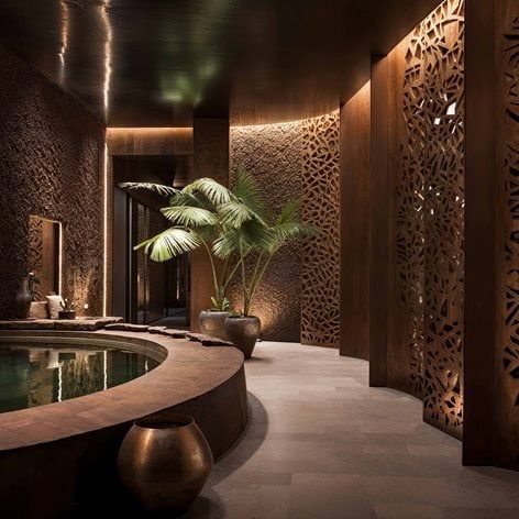 Spa Feature Wall Ideas, Resort And Spa Design, Dream Spa Room, Dynamic Interior Design, Luxury Wellness Center, Hotel Spa Design, Spa Luxury, Home Spa Aesthetic, Spa Center Design