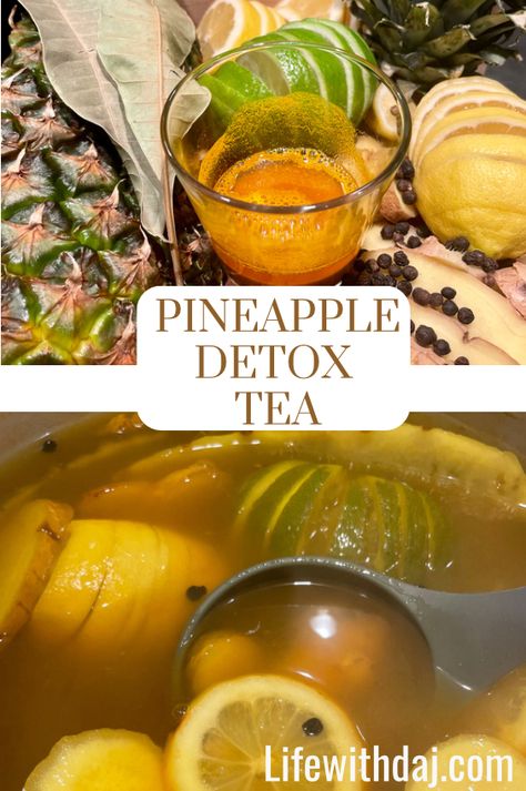 Pineapple Water Recipe, Pineapple Detox, Pineapple Tea, Ginger Detox, Pineapple Benefits, Detox Tea Recipe, Skin Drinks, Skin Tea, Pineapple Water