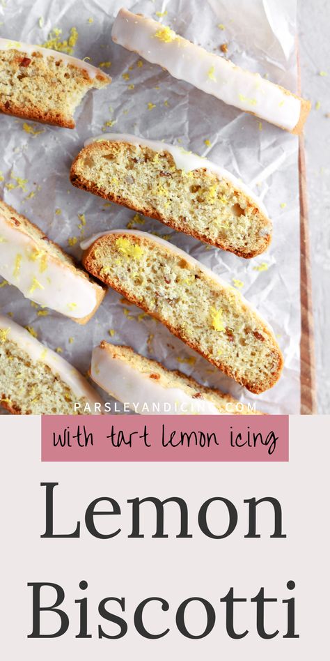 Lemon Almond Biscotti Recipe, Lemon Biscotti, Delicious Cookies Homemade, Cookie Icing Recipe, Icing Recipes, Fruit Crumble, Blueberry Cookies, Tea Time Food, Fruit Dessert Recipes