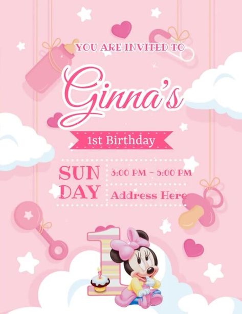 210 Free Templates for 'Minnie mouse birthday invitation' Mouse Template, Minnie Mouse Template, Minnie Mouse Birthday Invitations, 1st Birthday Invite, Minnie Mouse 1st Birthday, Birthday Flyer, Mouse Birthday, Minnie Mouse Birthday, Online Ads