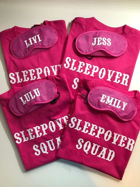 Girls Spa Day Shirts, Birthday Sleepover Shirts, Slumber Party 10th Birthday, Sleepover Squad Shirt, 10 Birthday Sleepover Party, Slumber Party Goodie Bags, Girl Birthday Sleepover Party Ideas, Birthday Sleepover Decorating Ideas, Unslumber Party Ideas