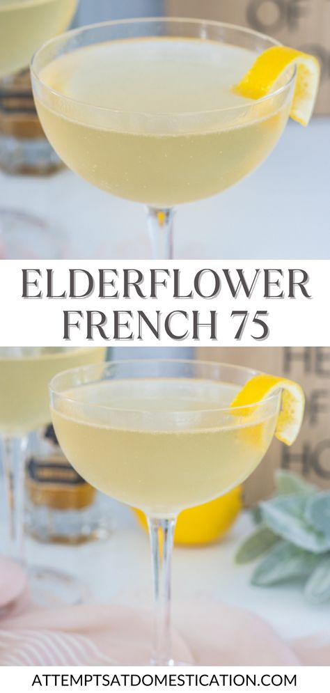 Shake things up with a French 75 St Germain - a chic twist on a timeless classic. Elevate your cocktail game and impress your guests with this delightful blend of champagne, gin, lemon juice, and St Germain. French 75 Mocktail, Holiday French 75 Cocktail, French 77 Cocktail Recipe, French 75 Cocktail Empress Gin, Cocktails With St Germain, French 76 Cocktail Recipe, St Germaine Cocktails, St Germain Cocktail Recipes, Gin Lemon Cocktail