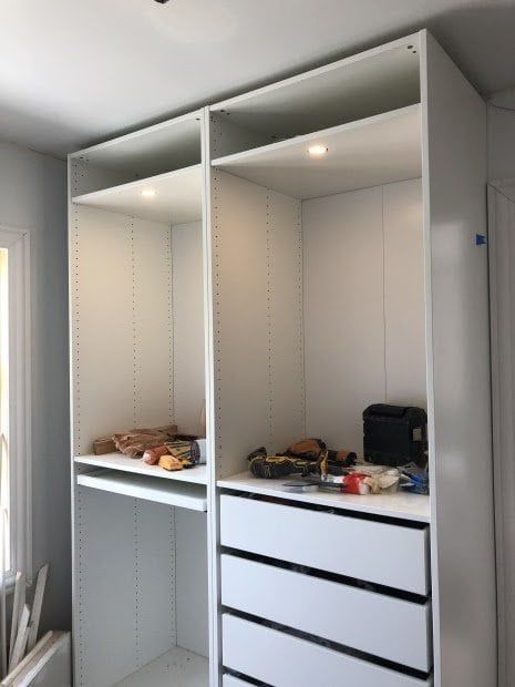 IKEA PAX hack: Hands down the most stunning walk-in closet 17 Erin Kestenbaum, Walk In Closet Ikea, Ikea Wardrobe Hack, Ikea Closet Hack, Pax Hack, Ikea Pax Hack, Ikea Pax Closet, Pax Closet, My Own House