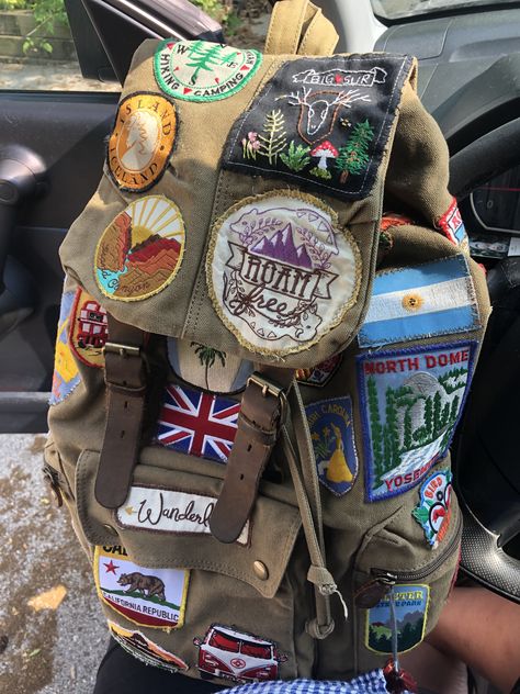 Decorating Backpack, Artist Backpack, Decorated Backpack, Backpack With Patches, Backpack With Pins, Adventure Core, Patch Backpack, Patch Bag, Backpack Art