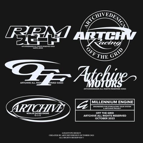 Artchive Off The Grid  Redemption for last weeks racing inspired logo type concepts. Had do redo it, put more details in and work around… | Instagram Racing Font, Logo Racing, Throat Tattoo, Racing Logo, Racing Design, Clothing Brand Logos, Logo Type, Logo Redesign, Car Shirts