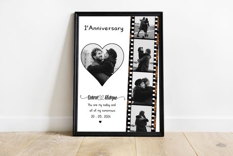 personalized heart shaped film striped photo collage , custom anniversary photo collage Gift for husbend , home decor frame Anniversary Photo Collage, Anniversary Plans, Cute Anniversary Gifts, Heart Photo Collage, 5 Pictures, Collage Foto, Collage Gift, Personalised Gifts Diy, Photo Collage Gift