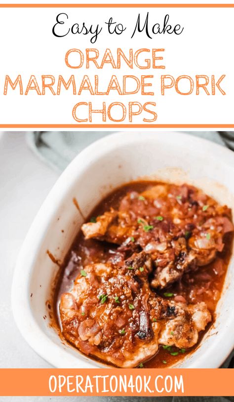 Orange Marmalade Pork Chops, Marmalade Pork Chops, Tenderloin Recipes Crockpot, Pork Chop Sauce, Pork Chop Dishes, Orange Marmalade Recipe, Pork Sauce, Ginger Pork, Orange Baking