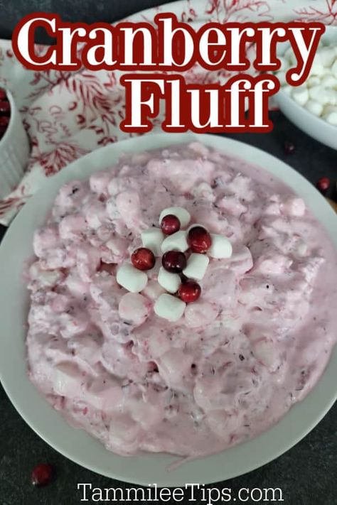 Easy Cranberry Fluff Salad Recipe perfect for the holidays! This can be made with fresh or frozen cranberries, so easy to make. The perfect Christmas salad and Thanksgiving side dish. Cranberry Fluff Salad, Orange Fluff Salad, Cranberry Orange Muffin Recipe, Marshmallow Dessert, Fluff Recipes, Orange Muffin Recipe, Cranberry Fluff, Cranberry Salad Recipes, Mandarin Orange Salad