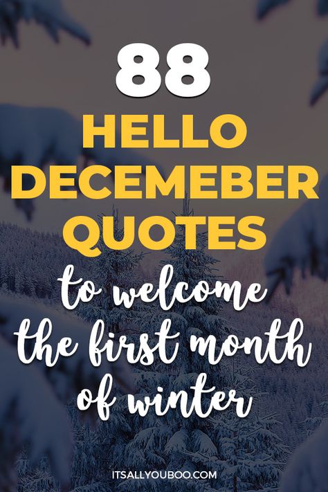 Are you searching for the perfect December quotes? Want some inspirational words to welcome winter and the holiday season? Click to read more! This collection of December quotes is packed with everything from motivational messages and funny reflections to romantic and festive Christmas sayings. Say "hello December" with love, warmth, and a bit of humor! Whether you need something cozy, inspirational, or festive, these quotes will capture the spirit of winter and the holiday magic. Welcoming Winter Quotes, December 1 Quotes Inspirational, Welcoming December Quotes, Welcome December Quotes Inspirational, 1st December Quotes Christmas, December Thoughts Quotes, First December Quotes, December First Quotes, December Wishes Quotes