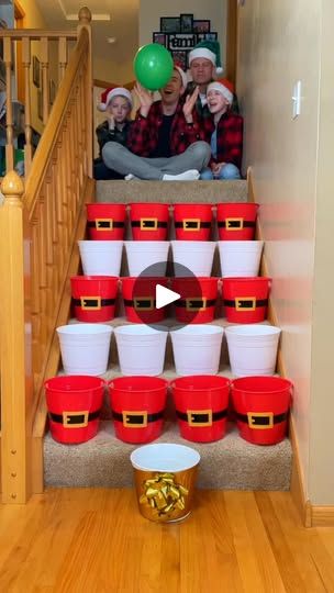 1.2M views · 15K reactions | Christmas Balloon Stairs Challenge 🎁 #game #family #christmas | Benson Crew Santa Games, Diy Party Games, Balloon Drop, Christmas Bucket, Christmas Games For Family, Thirsty Thursday, Christmas Balloons, Family Funny, Christmas Party Games