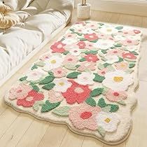 Tufting Rugs, Candle Diy, Bedroom Mats, Floral Carpet, Dopamine Decor, Cottage Aesthetic, Flower Rug, Loft Room, Bedside Rug