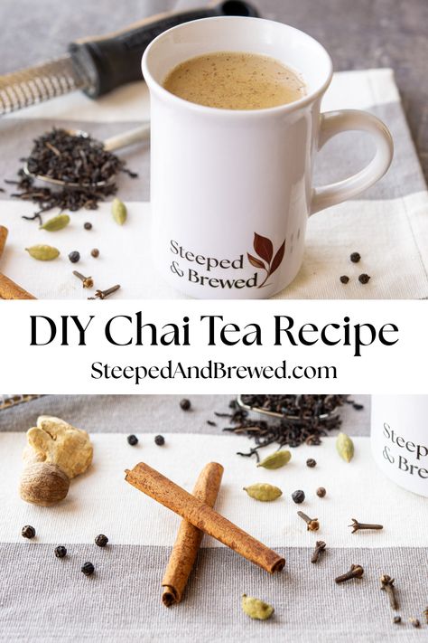 ✨ Brew your perfect cup of chai tea at home! 🫖🌿 Dive into a world of spices and flavors with my easy DIY recipe. Customize it just the way you like—spicy, sweet, or somewhere in between! 🍵 #ChaiTea #DIYTea Diy Chai Tea Concentrate, Spiced Chai Tea Recipe, Home Made Tea Recipes, Chai Tea Recipe Homemade, Chi Tea Recipe, Home Made Chai, Diy Chai Tea, Homemade Tea Blends, Chia Tea Recipe