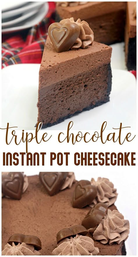 Godiva Chocolate Cheesecake Recipe, Cheesecake Instant Pot, Instant Pot Cheesecake, Make Cheesecake, Triple Chocolate Cheesecake, Chocolate Cheesecake Recipes, Godiva Chocolate, Chocolate Cheese, Easy Cheesecake