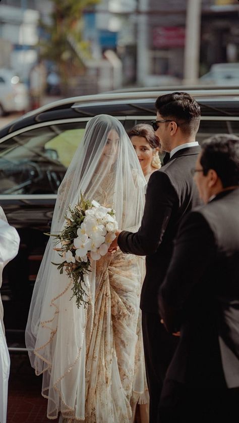 Christian Wedding, Bride And Groom, The Bride, Saree, White