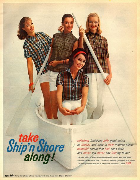 Wherever you go this summer, be sure to take Ship 'n Shore along! #vintage #retro #1960s #fashion #summer Early 1960s Fashion, Seventeen Magazine Fashion, Groovy Fashion, 1960 Fashion, Mid Century Fashion, Fashion 1960s, Bad Photos, Madras Plaid, Magazine Fashion