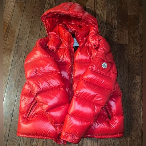 Red Moncler size 7 OFFICIAL Moncler Red Jacket, Red Moncler Jacket, Moncler Jacket, Leather Jacket Men, Red Jacket, Size 7, Leather Jacket, Red, Closet