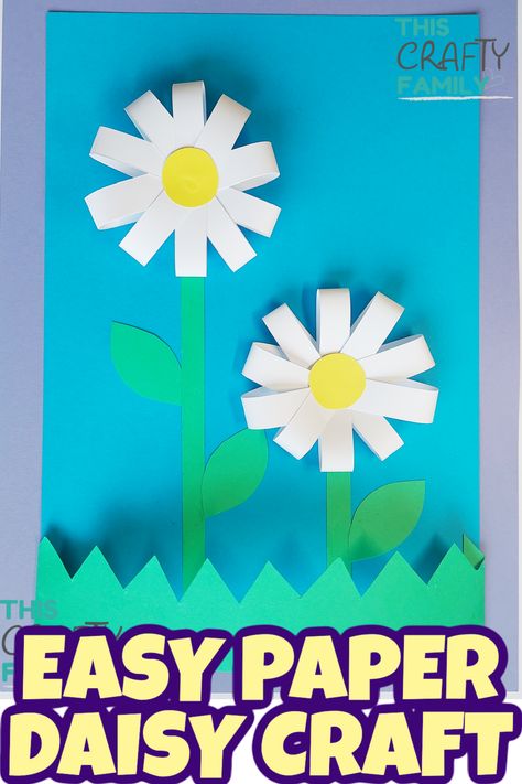 Cute and easy to make paper daisy craft idea for kids! A fun spring or summer craft for children. Kindergarten Art Activities, Summer Crafts For Toddlers, Flowers Paper Craft, Spring Arts And Crafts, Spring Flower Crafts, April Crafts, Make Paper Flowers, Paper Daisy, Daisy Art