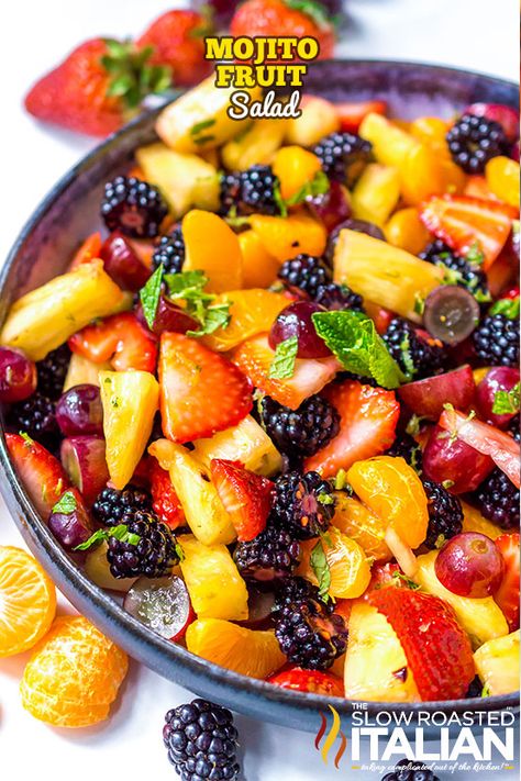 Mojito Flavors, Picnic Potluck, Berry Fruit Salad, Creamy Fruit Salads, Tropical Fruit Salad, Dressing For Fruit Salad, The Slow Roasted Italian, Fresh Fruit Salad, Summer Foods