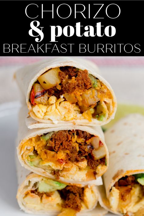 Chorizo Recipes Breakfast, Potato Breakfast Burrito, Chorizo Potato, Pork Chorizo, Chorizo Breakfast, Chorizo And Potato, Potato Breakfast, Breakfast Burritos Recipe, Chorizo Recipes