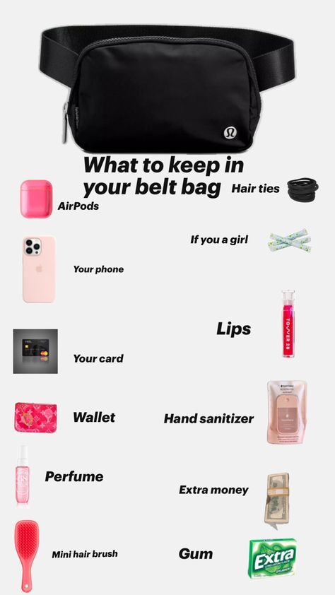 Belt Bag Essentials, Bag Essentials Everyday, First Day Of School Outfits, What's In My Backpack, Everyday Bag Essentials, Daily Routine Planner, School Bag Essentials, Inside My Bag, Healthy Goals