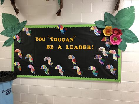 Rainforest Bulletin Board Ideas, Jungle Theme Bulletin Boards, Rainforest Bulletin Board, Leader In Me Bulletin Board, Jungle Bulletin Boards, Rainforest Room, Forest Theme Classroom, Kiddie Academy, Jungle Rainforest