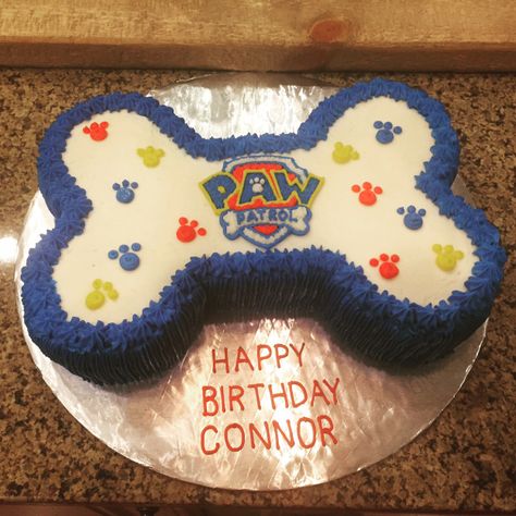 Paw Patrol Bone Cake Paw Patrol Bone Cake, Paw Patrol Cupcakes, Paw Patrol Birthday Cake, Paw Patrol Cake, Paw Patrol Birthday Party, Happy Birthday Funny, Paw Patrol Party, Paw Patrol Birthday, 4th Birthday Parties