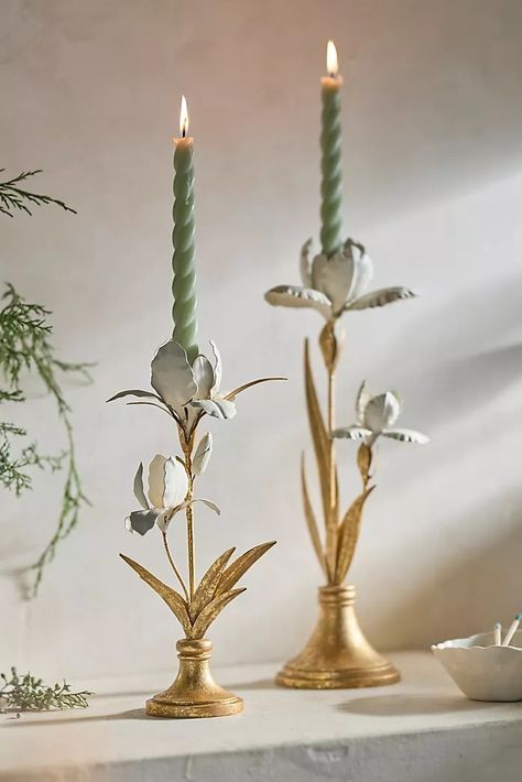 Candle Holders, Lanterns & Candlestick Holders | Anthropologie Anthropologie Candle, Taper Holders, Taper Candle Holder, Galvanized Iron, Taper Candle Holders, Unique Candles, Hand Poured Candle, Lantern Candle Holders, Plant Life