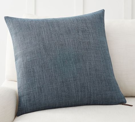 Tonal Palette Palm Pillow Collection - Chambray Blues | Pottery Barn Montana Decor, Statement Pillow, Pillow Mixing, Fleece Pillow, Blue Pillow Covers, Embroidered Pillow Covers, Floral Pillow Cover, Pillow Texture, Blue Pottery