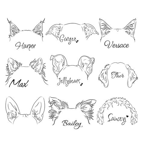 Dog Ear Outline, Ear Outline, Puppy Ears, Pet Memorial Tattoo, Tattoo Dog, Graphics Tablets, Dog Sketch, Memorial Tattoo, Dog Ear