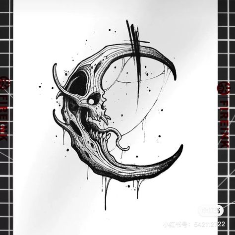 Heart With Money Sign Tattoo, Dual Face Tattoo, Spider Web Chest Tattoo Female, Skull And Moon Tattoo Design, Dark Tattoo Sketch, Creepy Tattoo Ideas Dark Art, Skull With Moon Tattoo, Simple Dark Tattoos, Gothic Moon Tattoo