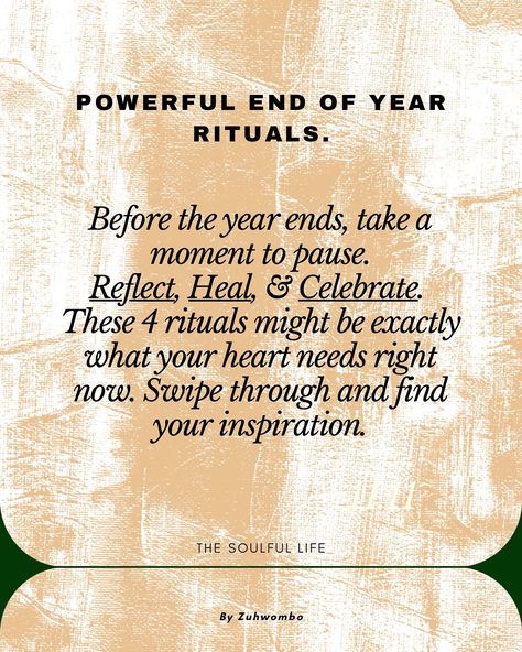 As the year comes to an end, here are some powerful rituals that can enable you to honour your journey and embrace the new year ahead ♥️✨🌿 #reflections #soulfulliving #byzuhwombo End Of Year, The Year, Finding Yourself, Healing, Take That, In This Moment, Quick Saves