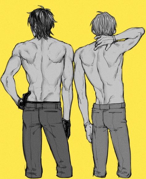 Male Drawing Reference Back View, Men Back Anatomy Drawing, Anime From Behind, Drawing Someone From Behind Reference, Backpose Reference, How To Draw Backs Male, Male Bare Back Reference, Back View Body Reference, Guy Back Drawing