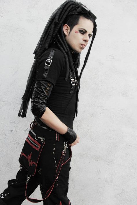 Cybergoth Outfits Men, Cybergoth Men Fashion, Cybergoth Men, Mall Goth Male Outfits, Mall Goth Guy, Goth Guys With Long Hair Vampires, Cybergoth Fashion, Goth Guys, Gothic Dress