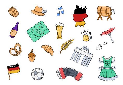 Germany Poster Design, Germany Doodles, German Doodle, Germany Drawing, Germany Stickers, Germany Illustration, German Things, Passau Germany, Germany Tattoo