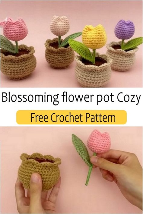 Crochet Flower Pot Free Crochet Plant Patterns, Crochet Market Ideas, Crochet Flower Pot, Crochet Charms, Crochet Making, Crochet Small Flower, Crochet Plants, Quick Crochet Projects, Indoor Greenery