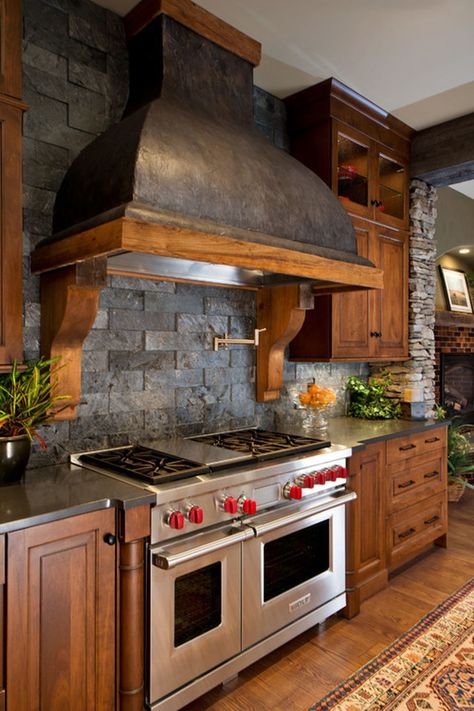 Rustic style really brings the excitement to the room. It works great with farmhouse and country style. Take a look at this rustic kitchen ideas, rustic kitchen cabinets, rustic kitchen floor, and rustic kitchen designs! Farmhouse Style Kitchen Cabinets, Dapur Rustic, Rustic Kitchen Cabinets, Refacing Kitchen Cabinets, Stone Backsplash, Farmhouse Kitchen Cabinets, Kitchen Cabinet Styles, Kitchen Cabinets Decor, Rustic Kitchen Design