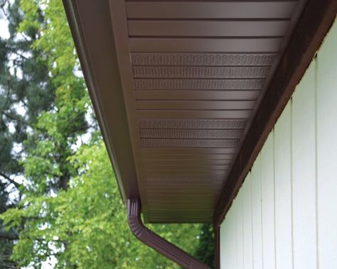 From gutters to mechanical equipment, there are several things that can impact the likelihood of ice damage on homes. We break down some of those most common causes of winter destruction and give you our tips for preventing them here. #rollexexteriors #soffit #siding #homeexteriors Brown Soffit, Soffit Ideas, Roof Soffits, Vinyl Soffit, Colorful Landscaping, Ice Dams, Fiberglass Insulation, Building A New Home, Diy Home Improvement