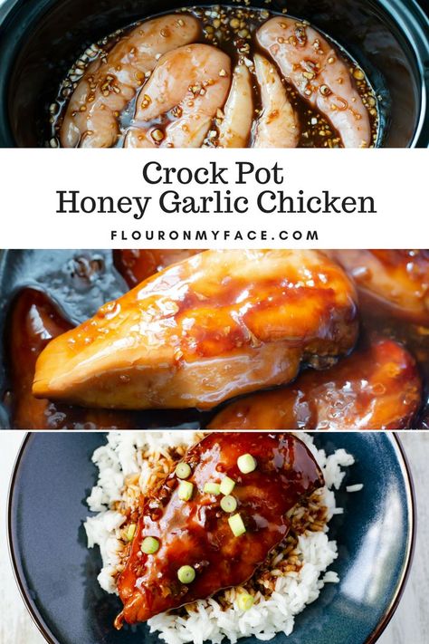 Crock Pot Honey Garlic Chicken recipe Quick Slow Cooker Meals, Garlic Chicken Slow Cooker, Slow Cooker Honey Garlic Chicken, Delicious Slow Cooker Recipes, Garlic Chicken Recipes, Pot Roast Slow Cooker, Diner Recept, Slow Cooker Dinner, Cooked Chicken